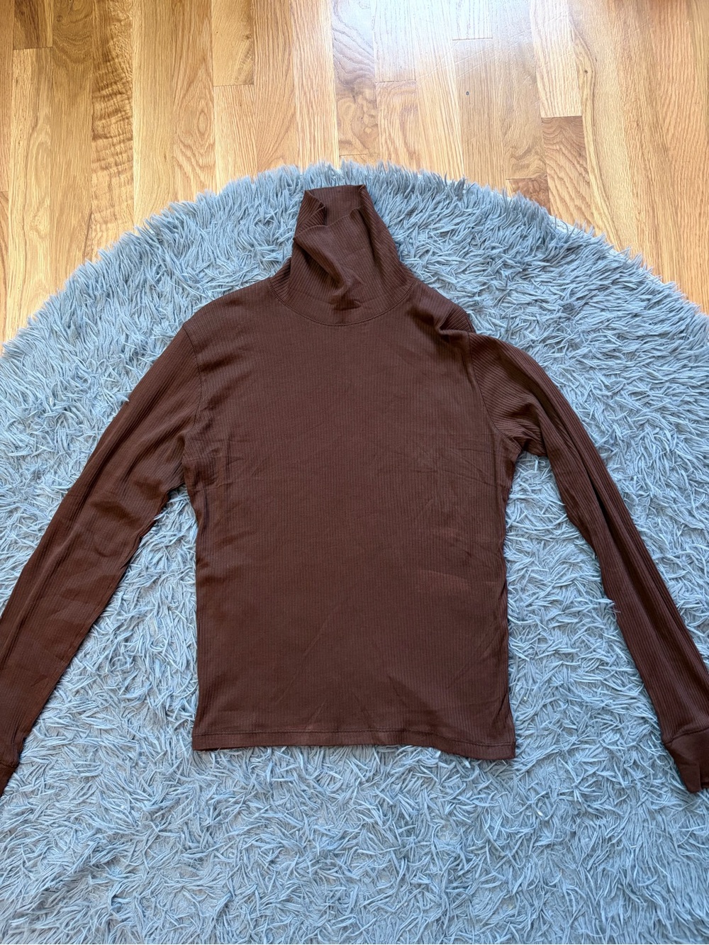 Lilla P Dark Brown Ribbed Pima Cotton Turtleneck Sweater Size XL